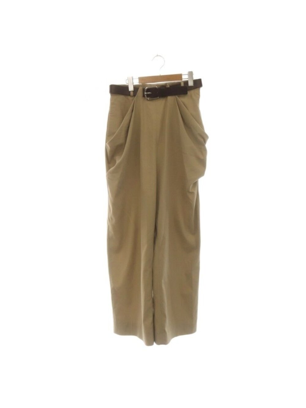 Loewe Draped Trousers in Cotton Belted Pants Tuck Beige 40
